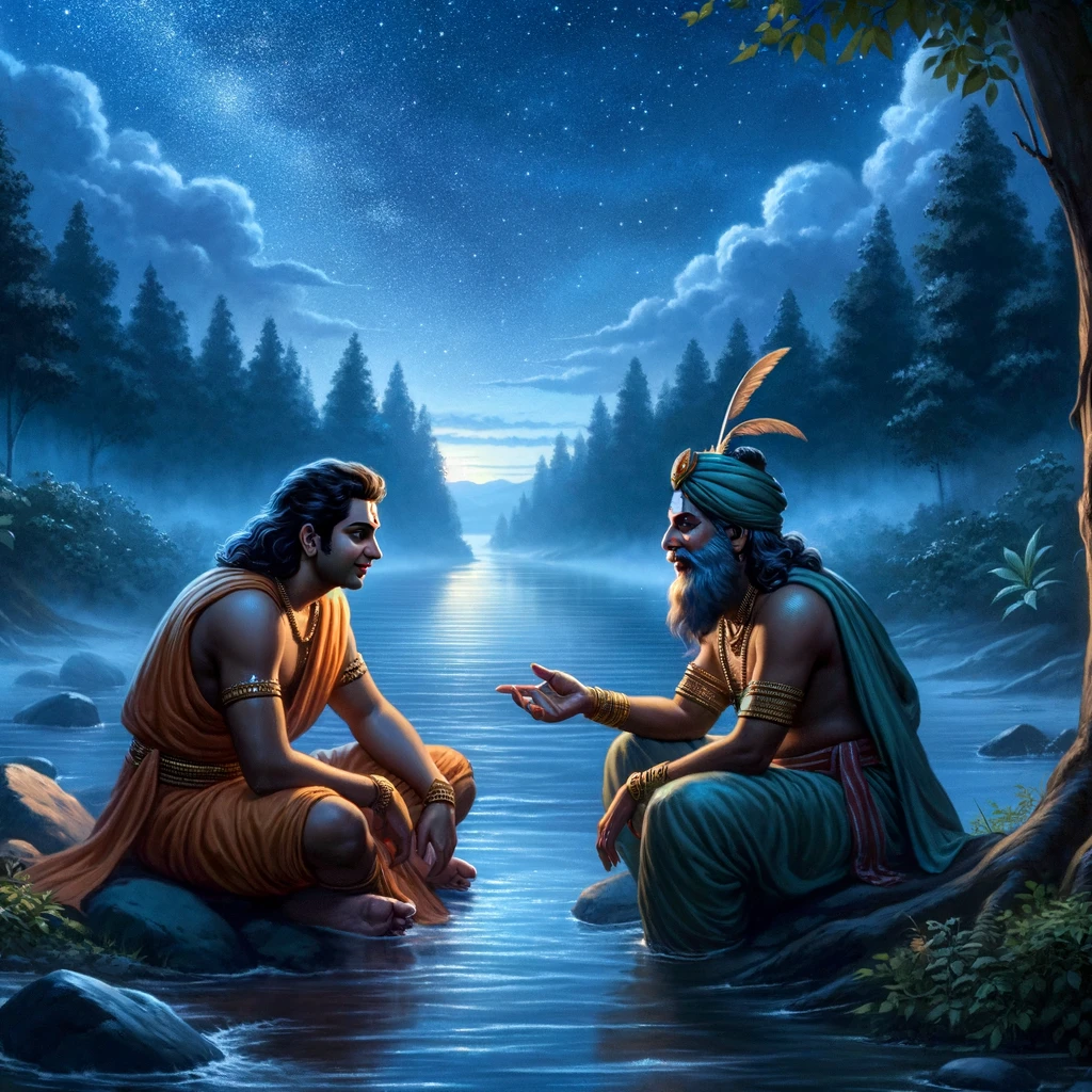 Lakshmana Passes the Night Talking with Guha